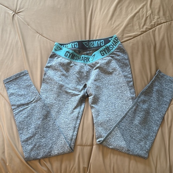 Gymshark Flex Leggings - Charcoal Grey Marl/Blue - Size Medium - Picture 2 of 6